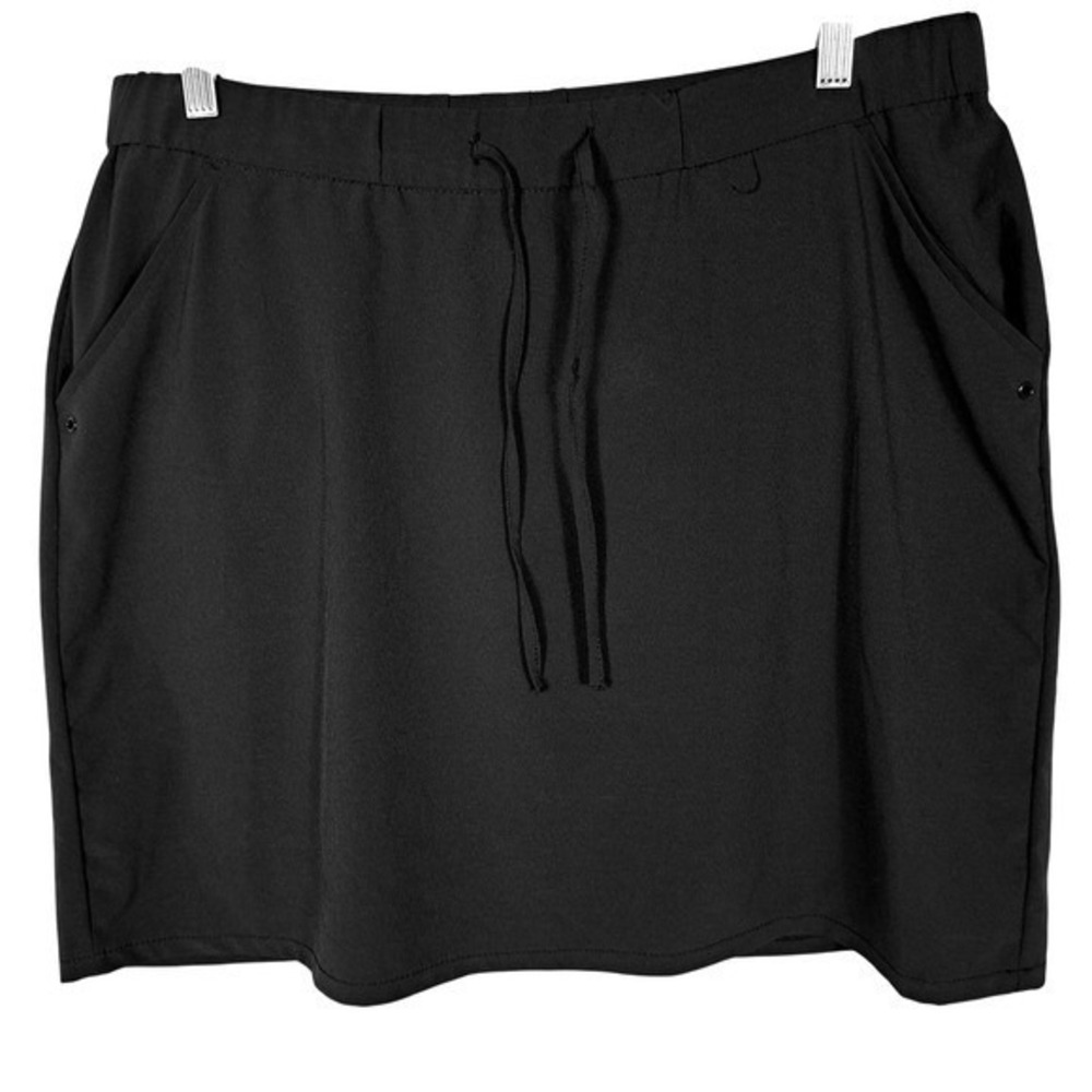 LEE Skort Womens 14 Athletic Golf Tennis Skirt Drawstring Pockets Black
